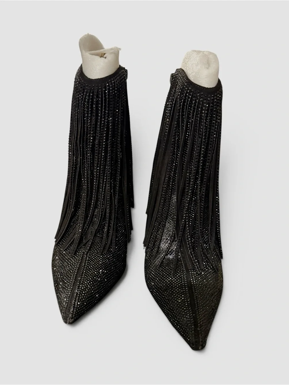 INC International Concepts Black Rhinestone Fringe Ankle Boots